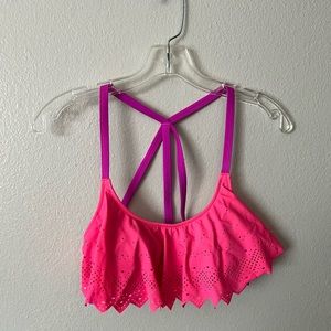VS PINK Hot pink and Magenta Bikini Top with Eyelet Fabric Size Medium